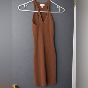 Sunday Best Brown Knit V-Neck Women’s Dress